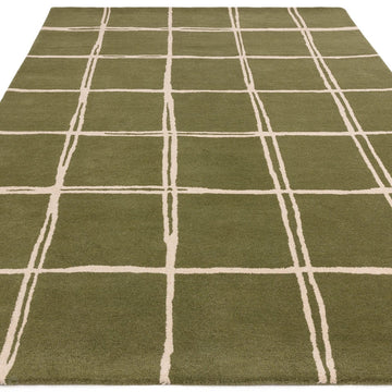 Albany Grid Modern Geometric Hand-Woven Wool Olive/Cream Rug-Asiatic Carpets-Rug Love - The Most Loved Rug Store